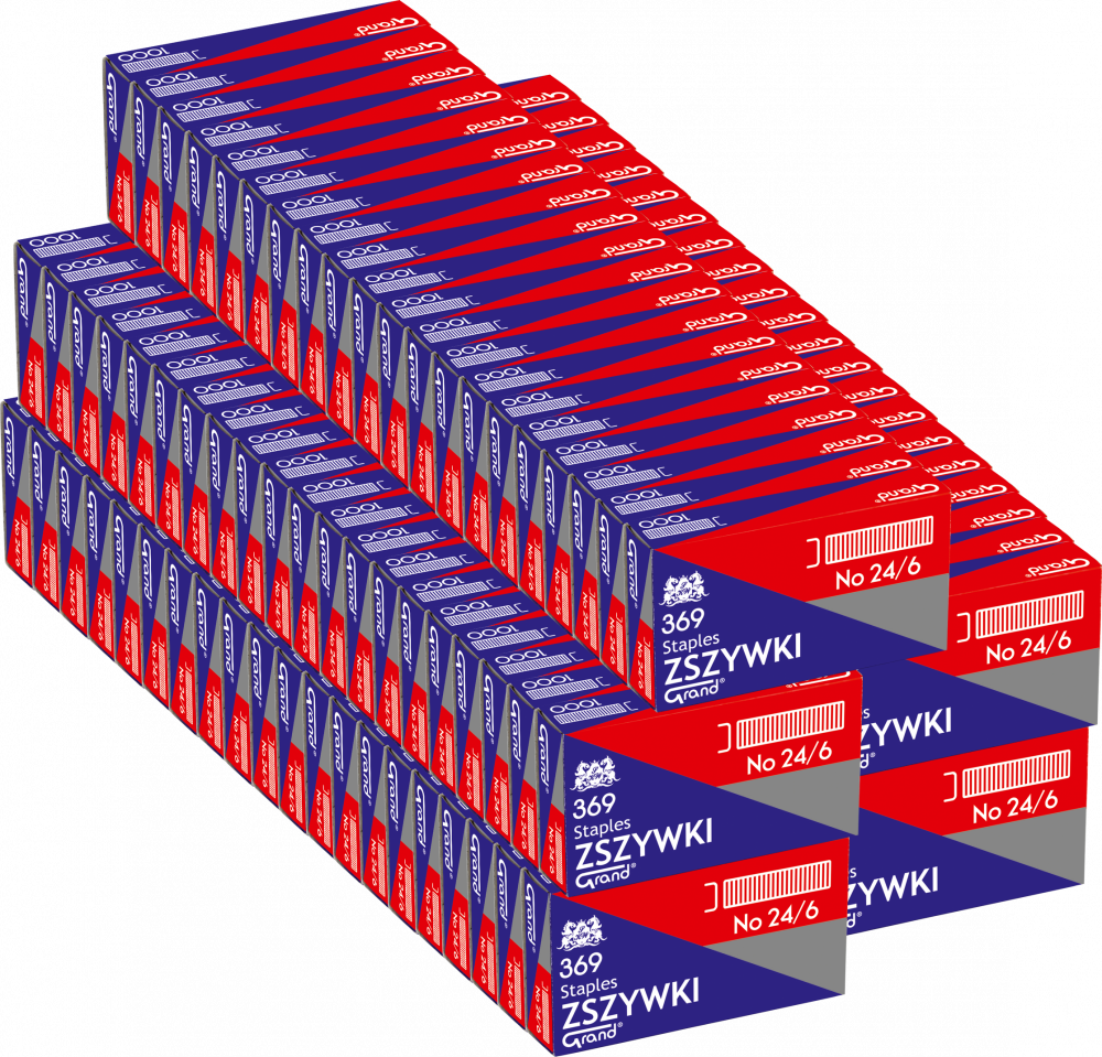 100x zszywki Grand, 24/6, 1000 sztuk, srebrny
