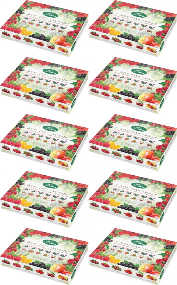 10x Zestaw herbat owocowych w kopertach BiFix Kompozycja 6 smaków, 30 sztuk x 2g