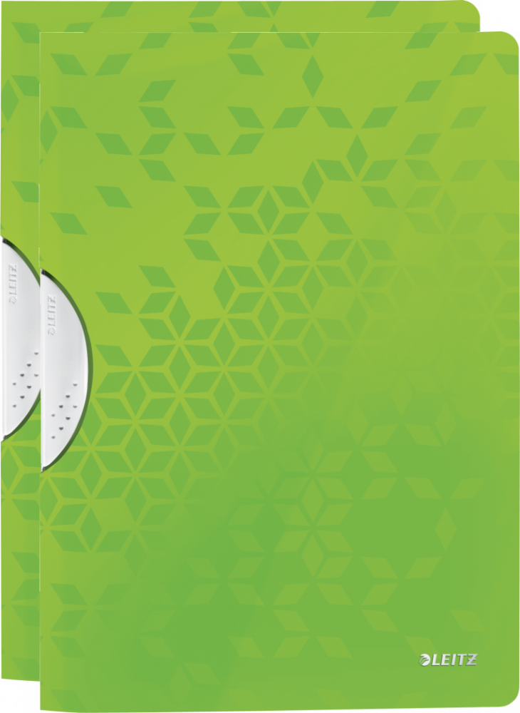 2x Skoroszyt plastikowy z klipsem Leitz Wow ColorClip, A4, do 30 kartek, zielony