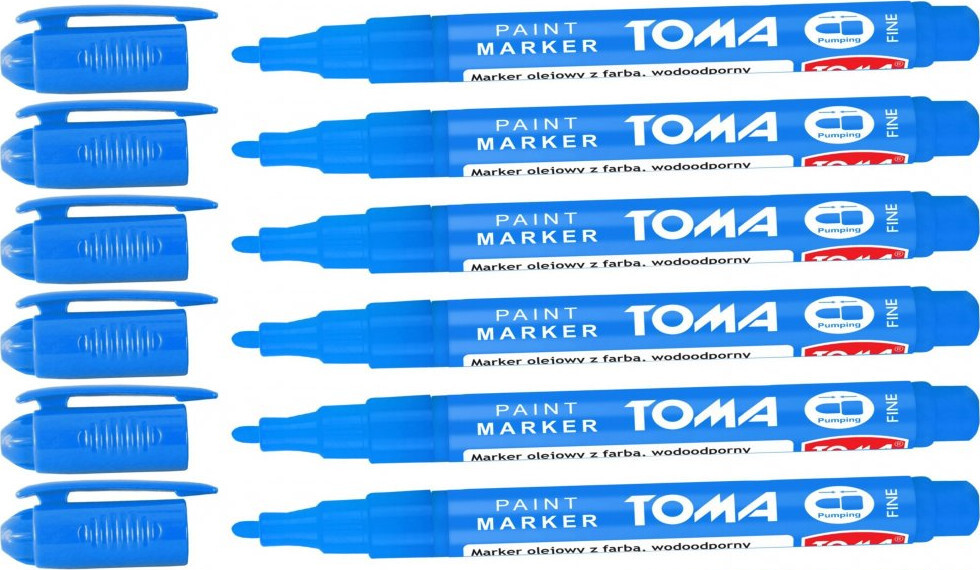 6x Marker olejowy Toma TO-441, okrągła, fine, 1.5mm, niebieski