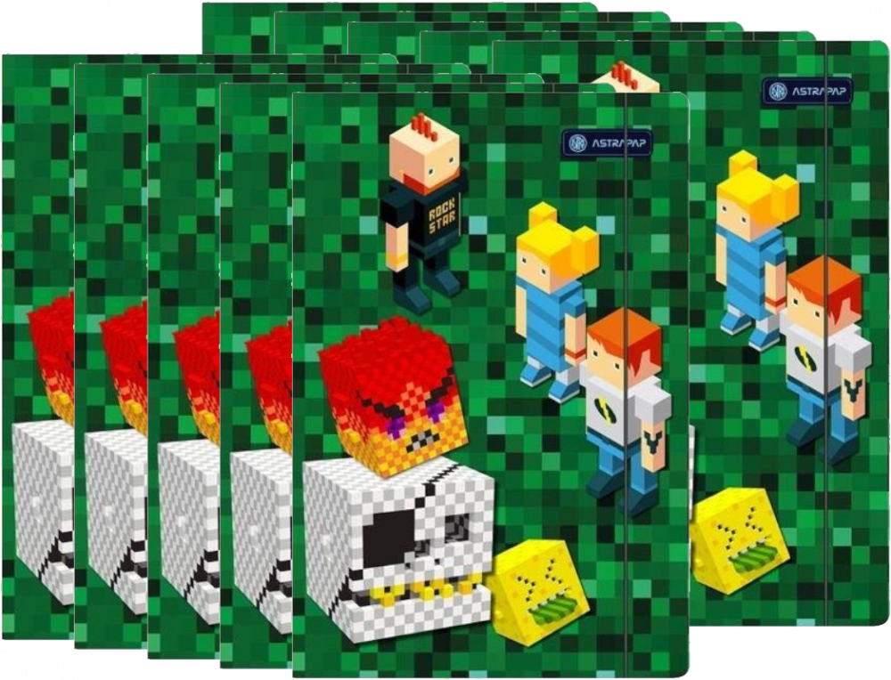 10x Teczka z gumką Astra Pixel&Unicorn, A4, 350g, mix kolorów