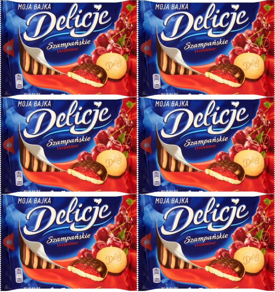6x Ciastka Delicje szampańskie Mondelez, wiśniowy, 294g