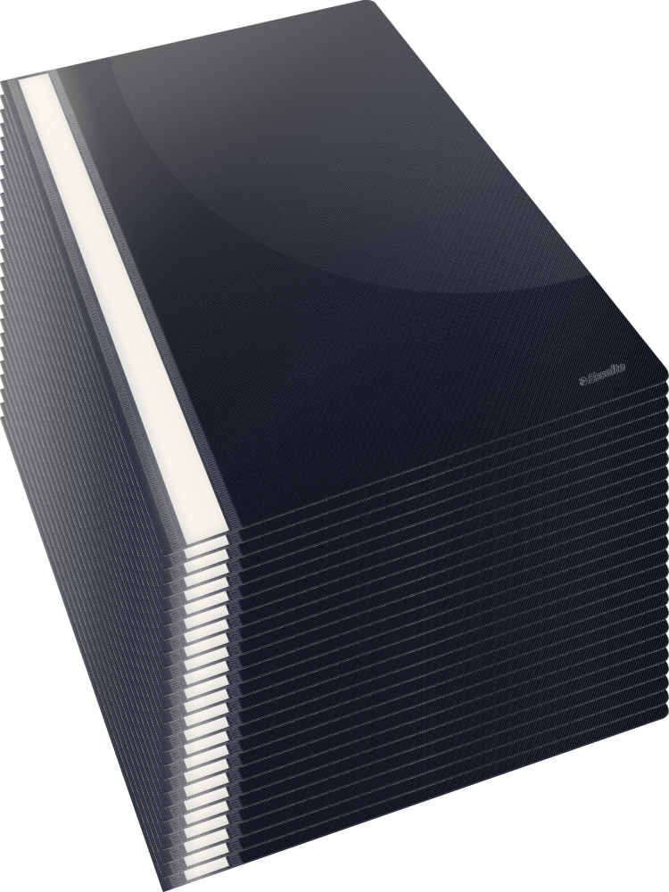 25x Skoroszyt plastikowy bez oczek Esselte Vivida, A4, do 160 kartek, czarny