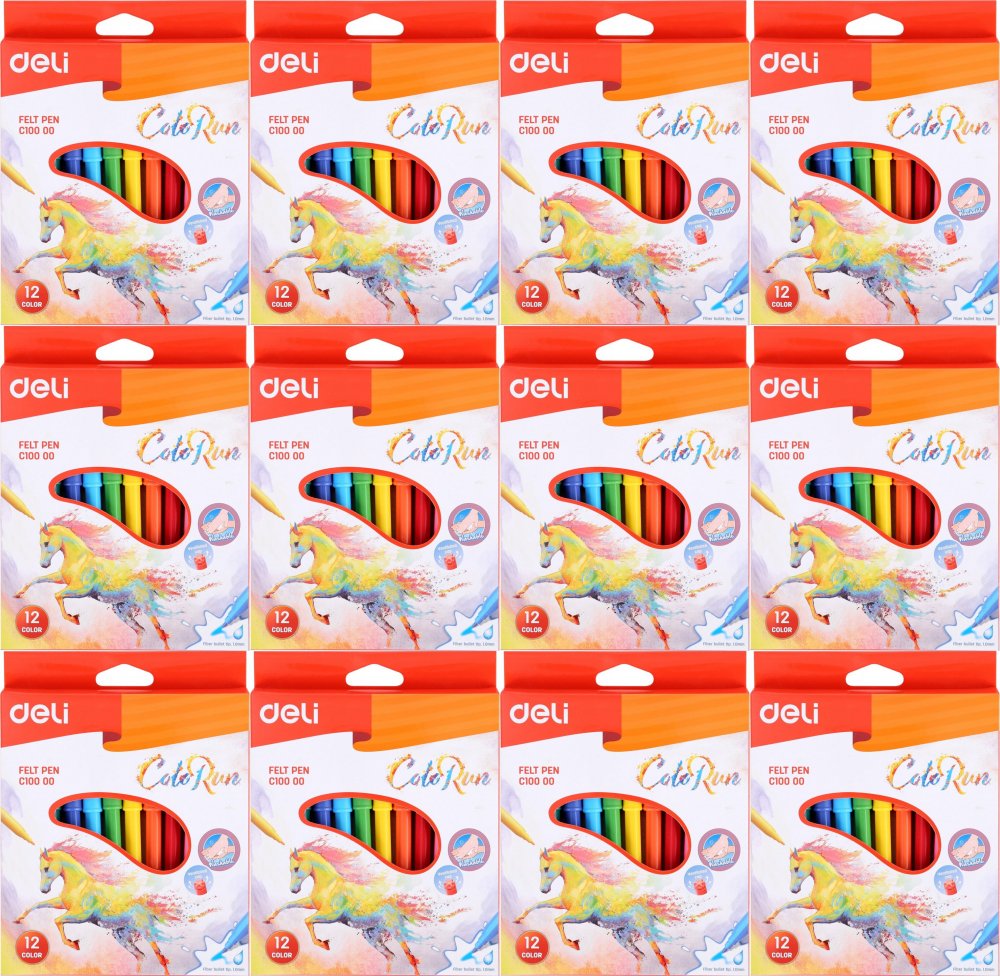 12x Mazaki Deli Colorun, okrągła, 1mm, 12 sztuk, mix kolorów