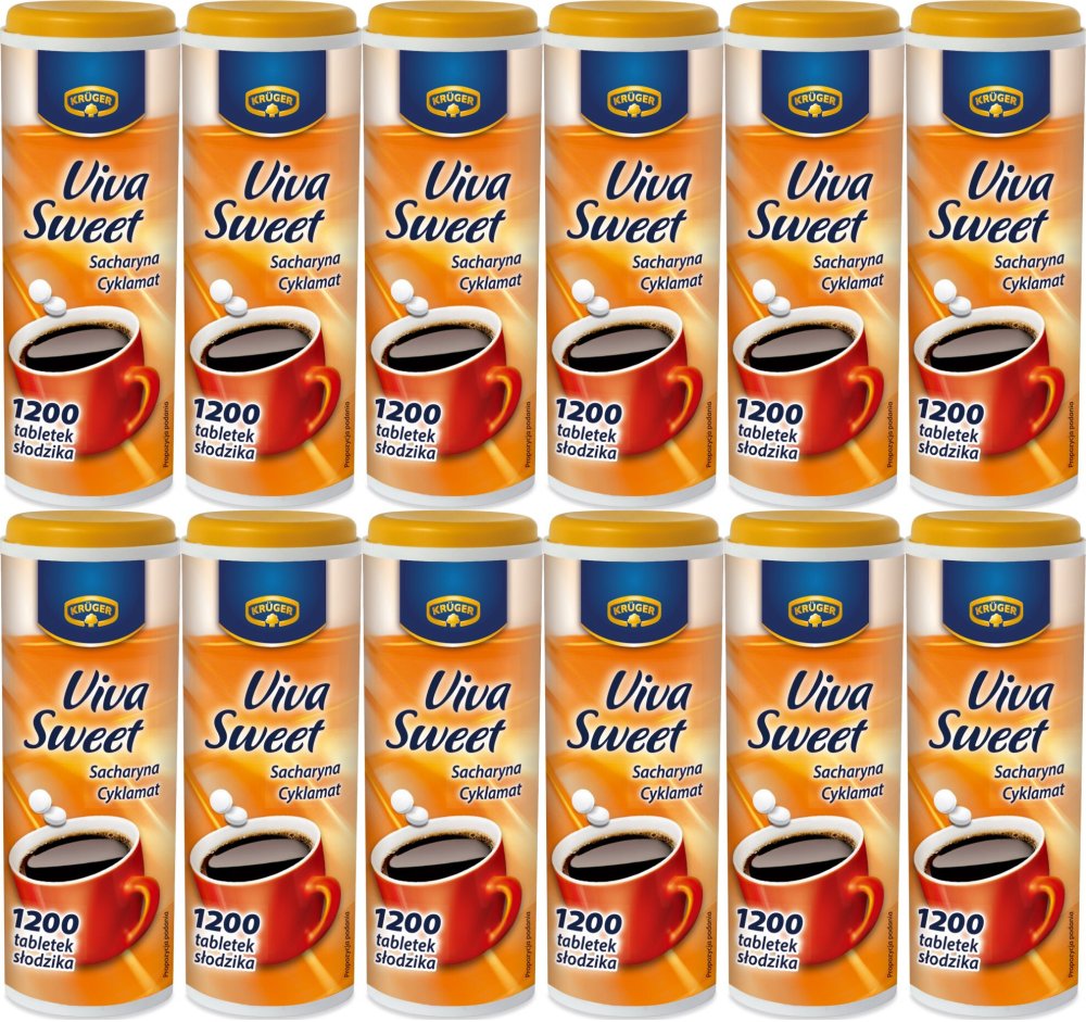 12x Słodzik Krüger Viva Sweet z sacharyną + cyklamat, 1200 tabletek