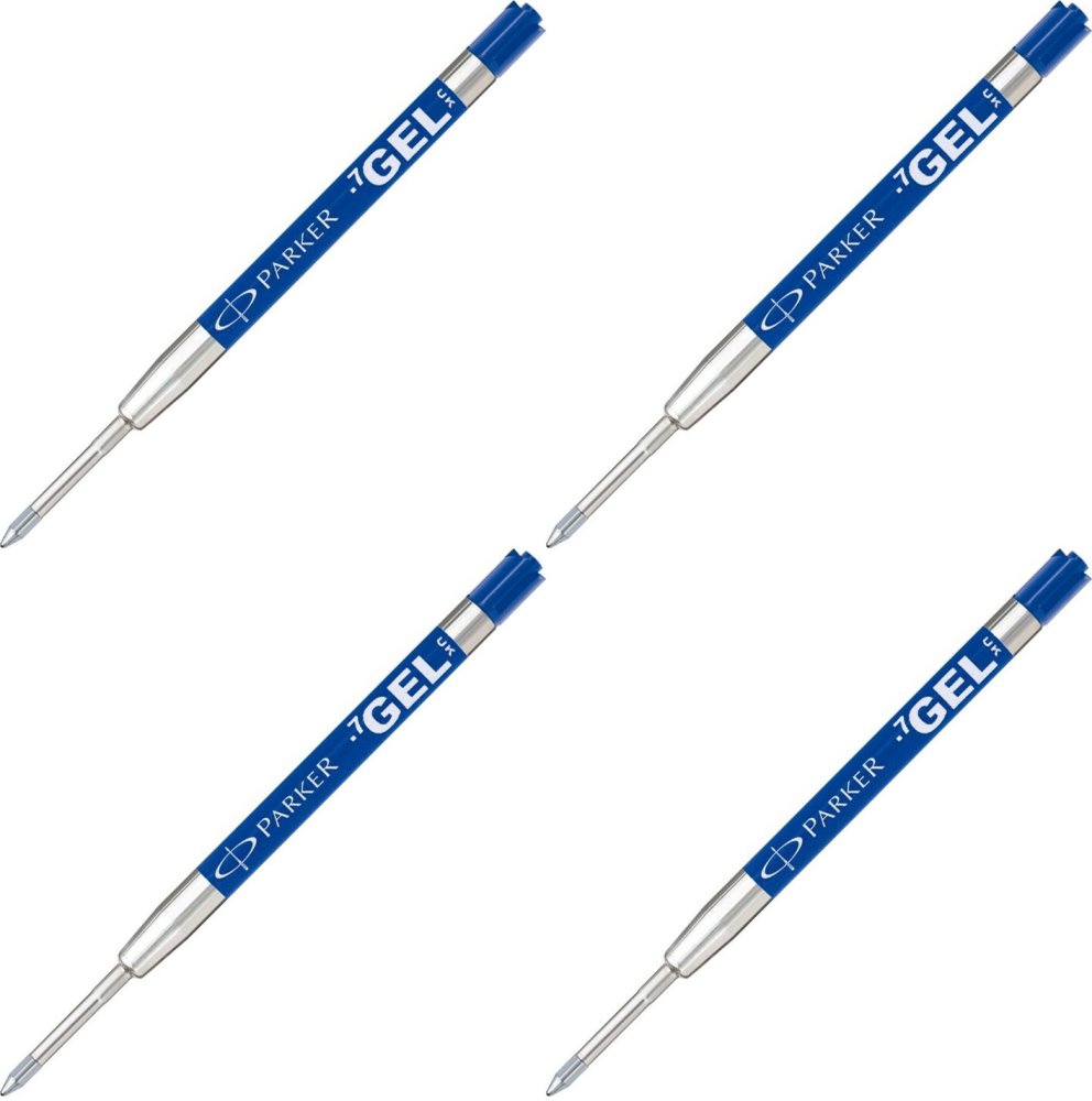 4x Wkład do długopisu Parker, M, żelowy, niebieski
