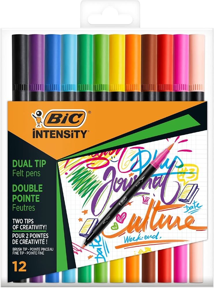 Pisak dwustronny BIC Intensity Classic Dual Tip, 12 sztuk, mix kolorów