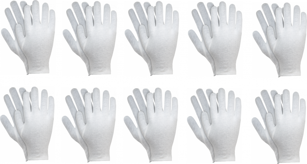10x Rękawice robocze Reis RWKB W, tkaninowe, rozmiar S, biały