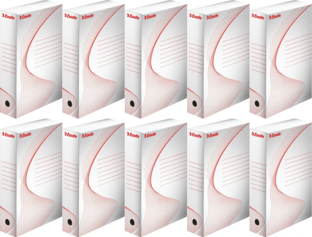 10x Pudło archiwizacyjne Esselte Standard, do luźnych dokumentów, 80mm biały