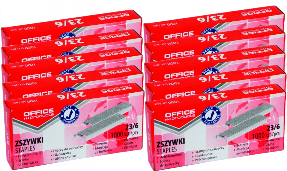 10x zszywki Office Products 23/6, 1000 sztuk, srebrny