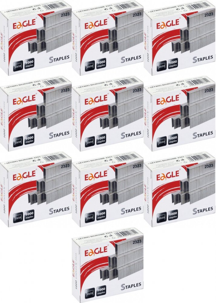 10x Zszywki specjalistyczne Eagle, 23/23, 1000 sztuk, srebrny