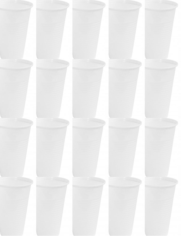 20x Kubki wielorazowe, 200ml, plastik, 100 sztuk, biały
