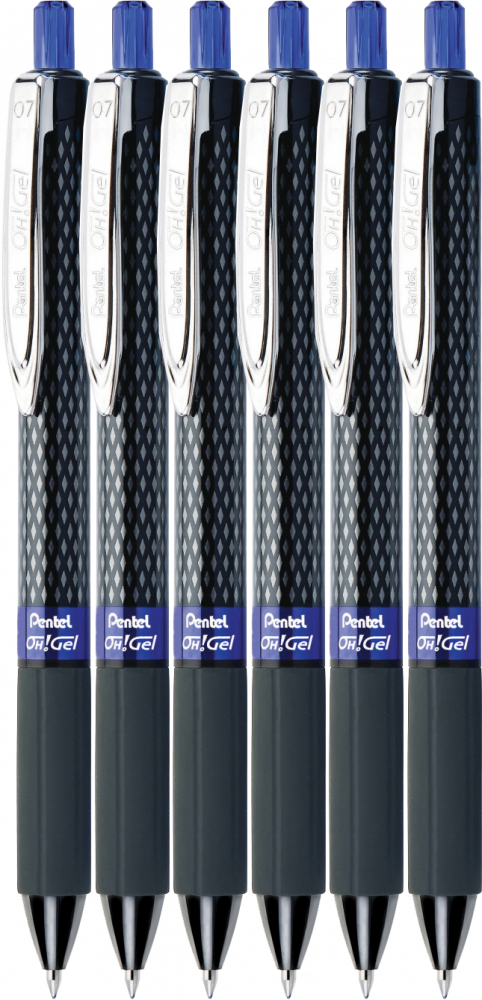 6x Długopis żelowy automatyczny Pentel, OH!, Gel K497, 0.7mm, niebieski