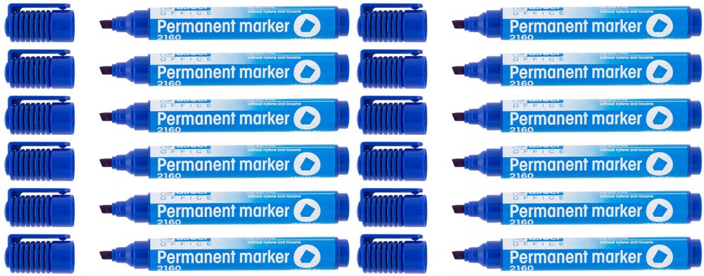 12x marker permanentny D.Rect 2160, ścięta, 1-5mm, niebieski