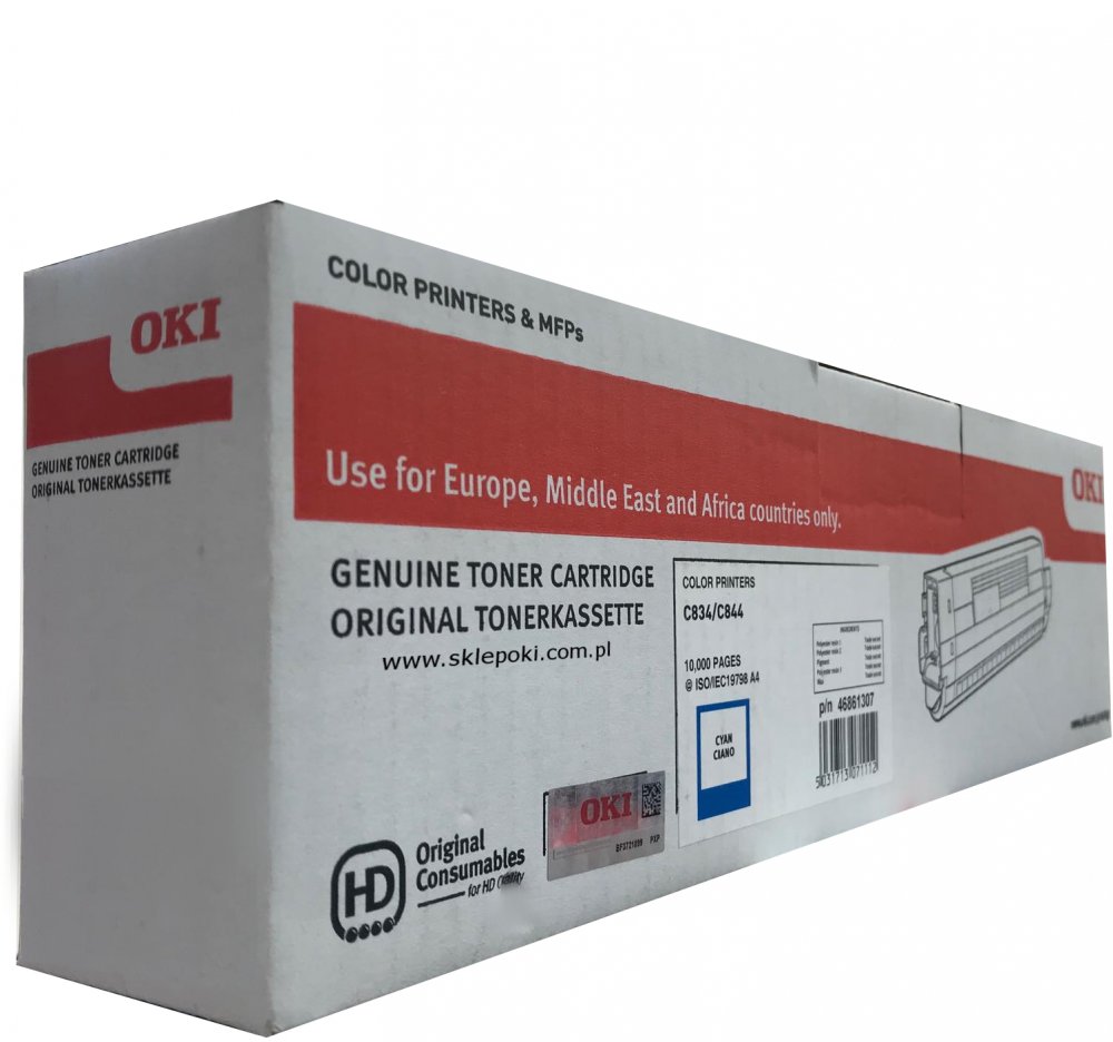 Toner Oki (46861307), 10000 stron, cyan (błękitny)