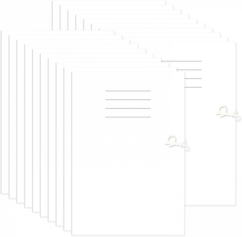 20x Teczka wiązana z liniami Interdruk, A4+, papier kredowy, 350g/m2, biały