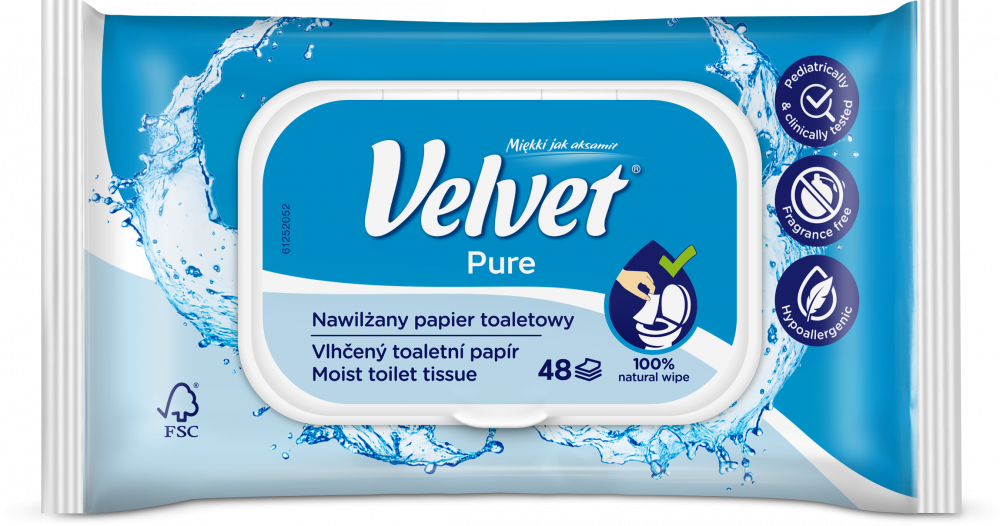 Papier nawilżany Velvet Pure, 48 sztuk