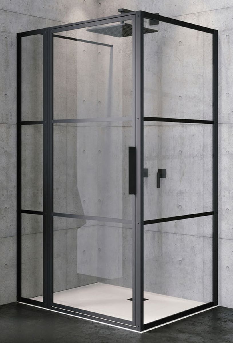 Riho Grid GB203 kabina prysznicowa 130x90 cm prostokątna czarny mat/szkło Grid G004023121