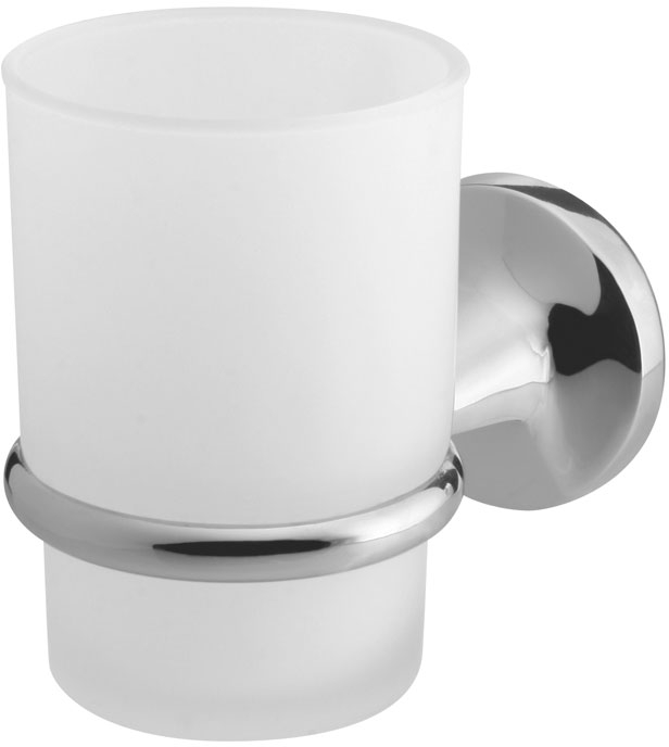 Bisk Ontario kubek do mycia zębów z uchwytem ściennym szkło mrożone/chrom 00226