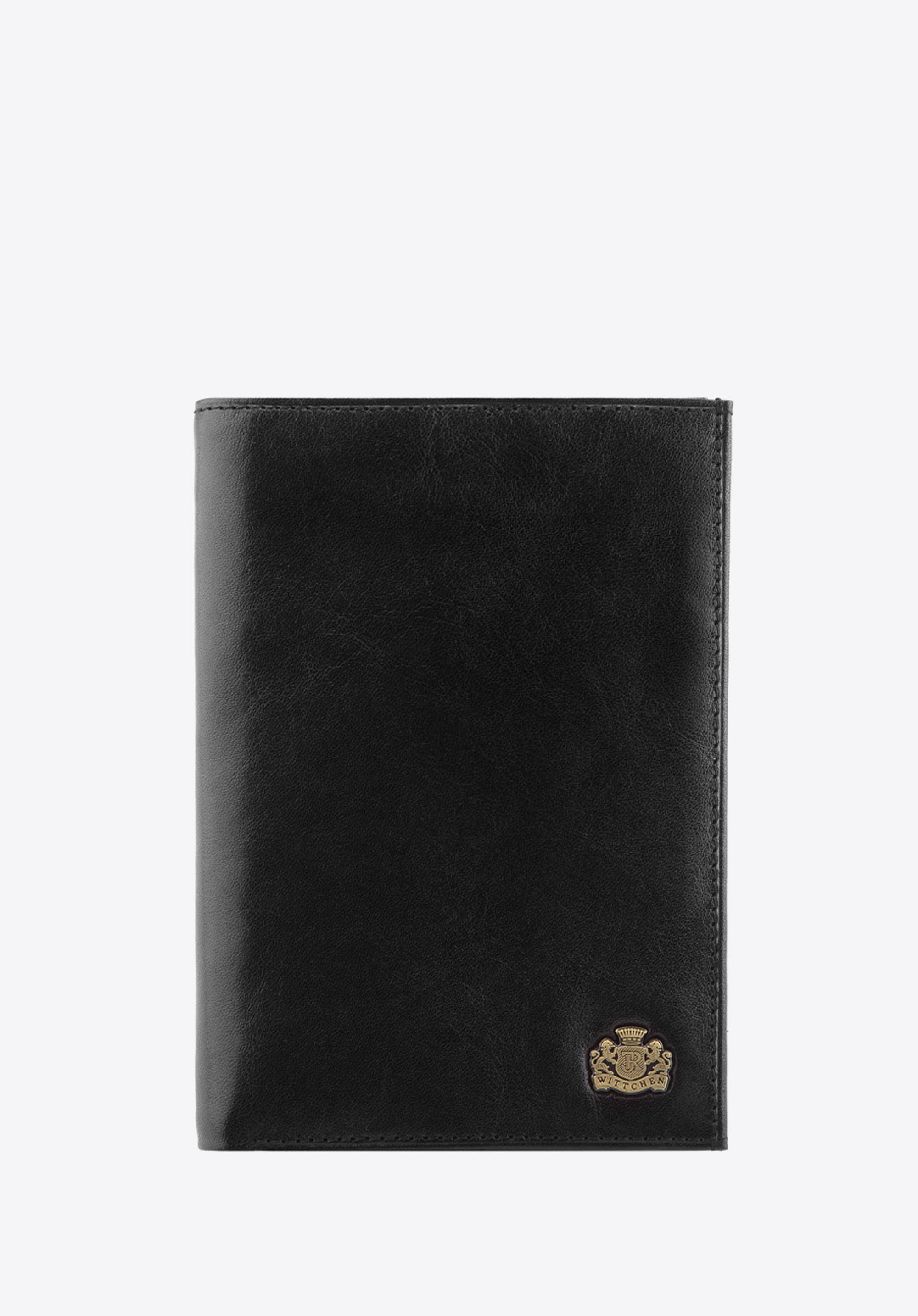 Męski portfel z połyskliwej skóry czarny