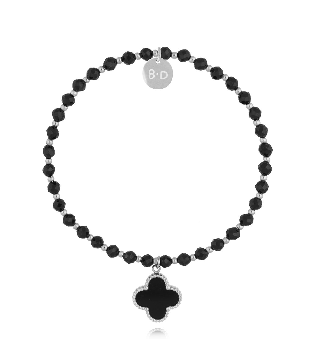 Bransoletka z turmalinami i koniczynką srebrna BTW3177