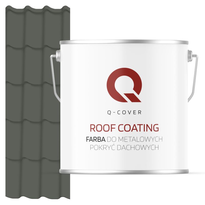 Farba do Metalowych Pokryć Dachowych Q-Cover Szaro-zielony RAL7009 Wysoki Połysk 5L