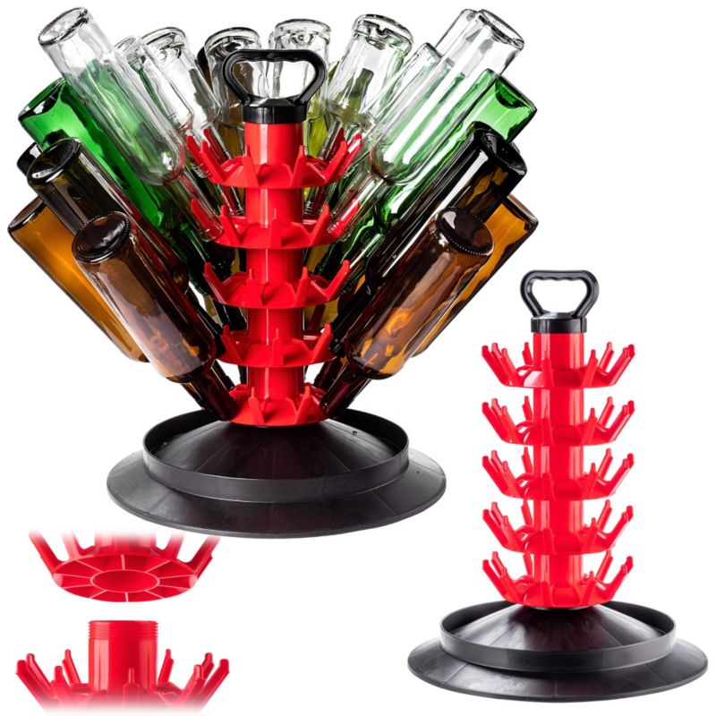 Ociekacz do butelek KADAX na 50 sztuk butelek z uchwytem, czerwony, 1 szt.