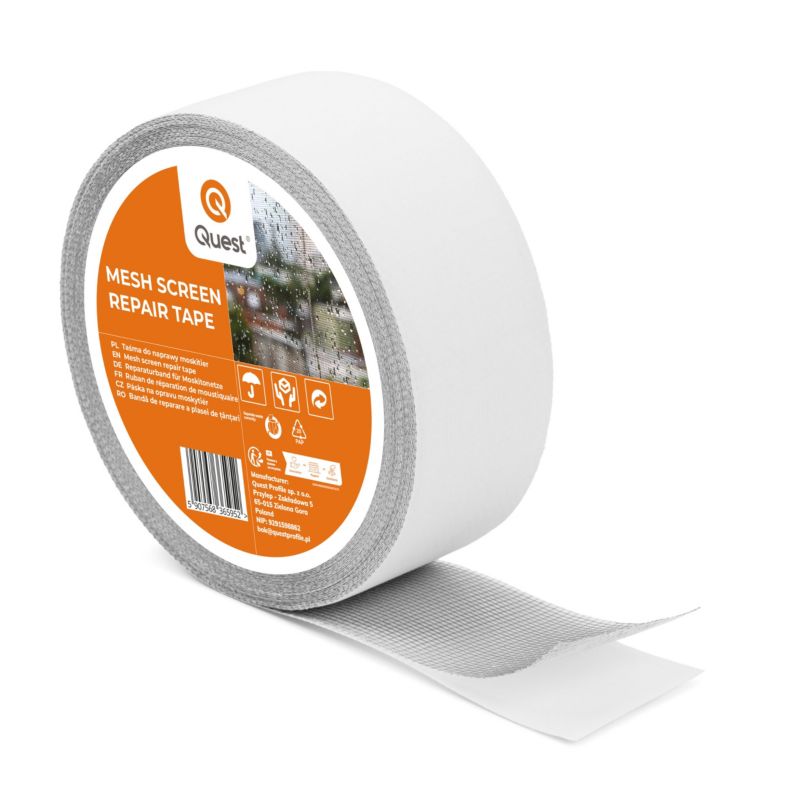 Samoprzylepna taśma naprawcza do moskitier QUEST mocna łatka do siatek przeciwko owadom, 50mm/20m, 1 szt.