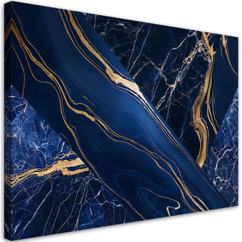 Obraz na płótnie Feeby Niebiesko Złota Marmurowa Abstrakcja 120x80cm 1szt