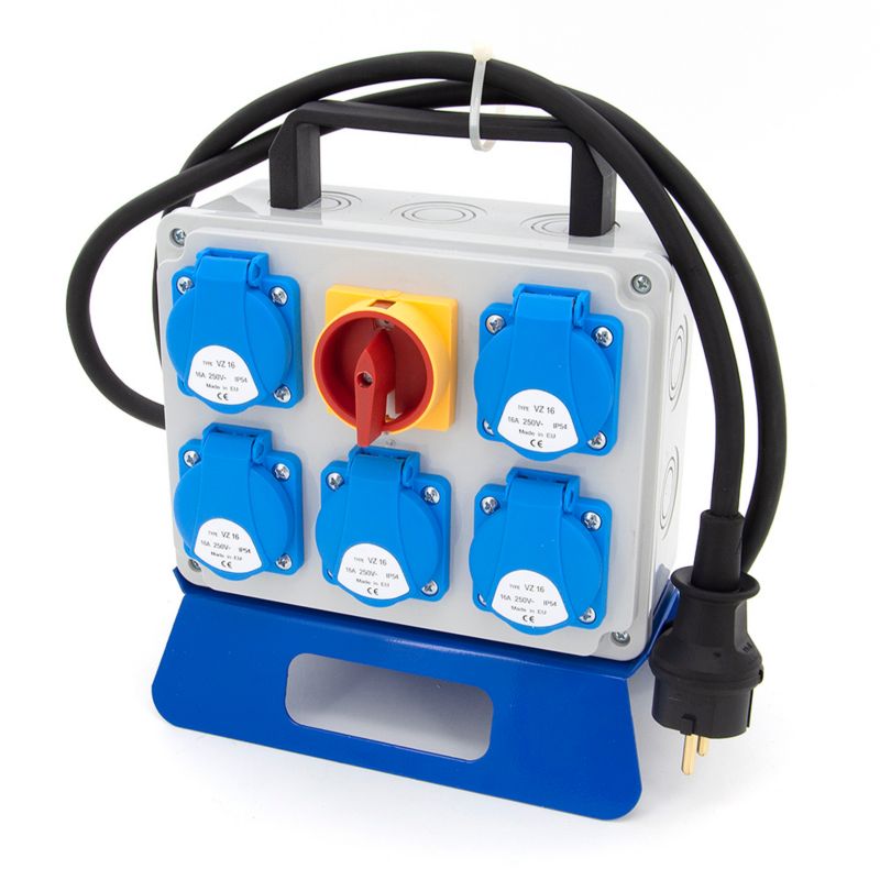 Rozdzielnica przenośna ELS Elektrotechnika P5001.5M-01U 5x230V, rozłącznik główny, jednofazowa z 1.5m kablem i wtyczką, 1 szt.