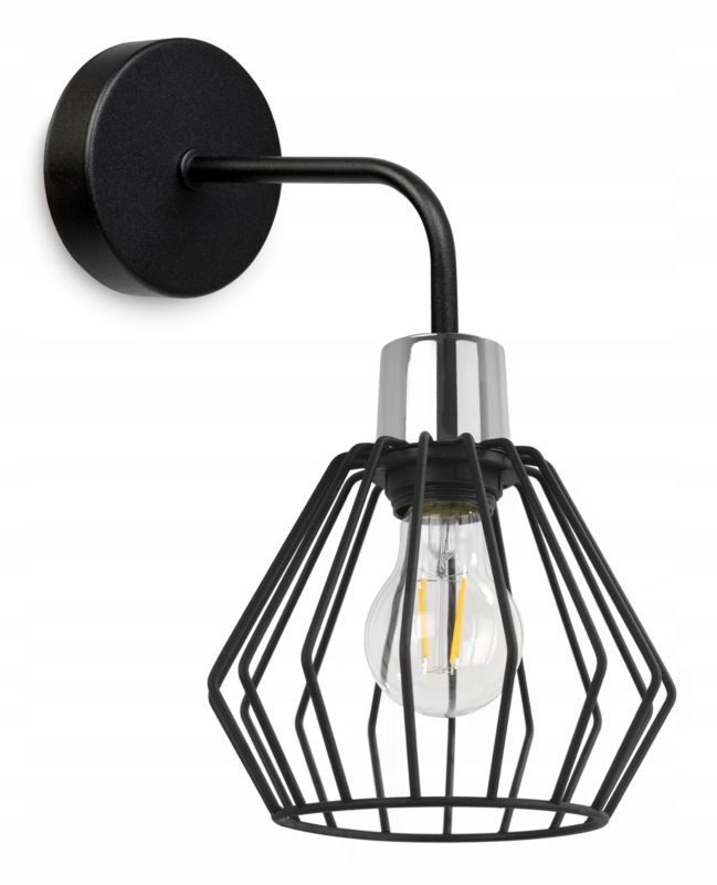Lampa ścienna kinkiet Light Home LH Nuvola 1x E27 60W długi czarny/srebrny 1szt.