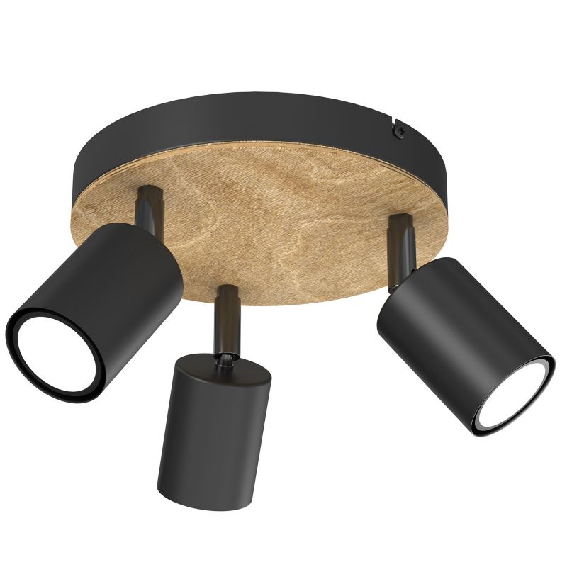 Lampa sufitowa wisząca Luminex Tulon 6492 czarny mat-jasne drewno reflektorki 3xGU10 x 8W 1 szt.
