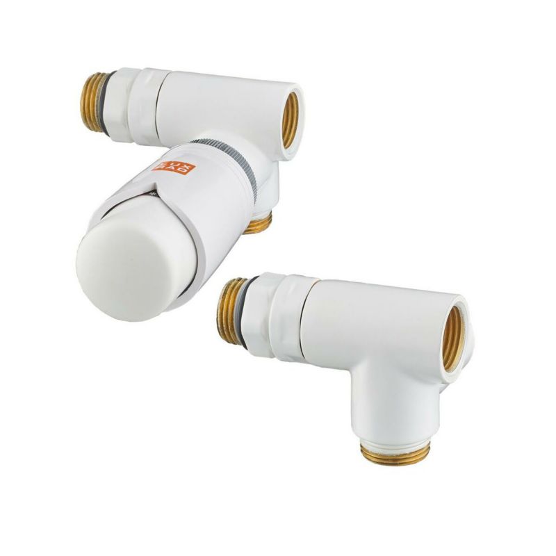 Trójnik termostatyczny LUXRAD osiowo prawy biały (głowica w lewą stronę) 1szt