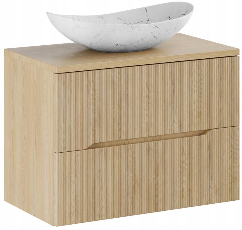 Szafka pod umywalkę Furnidea 80 cm z blatem dąb cremona dąb cremona ryflowany Nordic Cremona 1 szt.