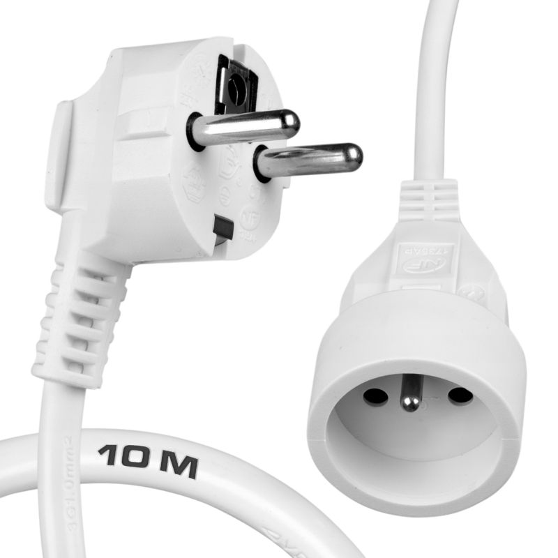 Przedłużacz jednogniazdowy Vayox VA0310-10 z uziemieniem biały 10m 1 szt.