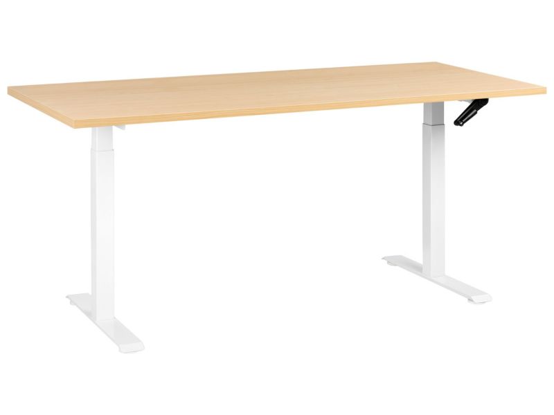 Biurko regulowane manualnie Destines Jasny brąz/ biały 180 cm 72 cm 1 szt.