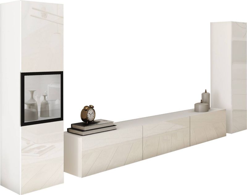 Meblościanka MINIO go for it BRELA III biały/biały połysk/biały z LED, 1 szt.