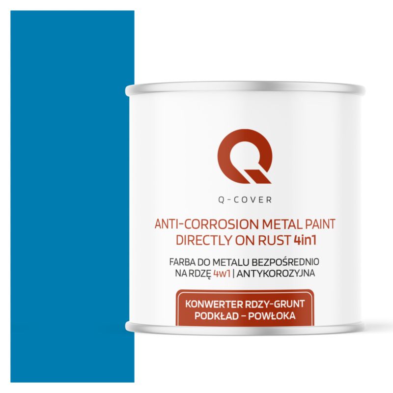 Farba do Metalu Prosto na Rdzę 4w1 Q-Cover Błękitny RAL5015 Półmat 2.5L