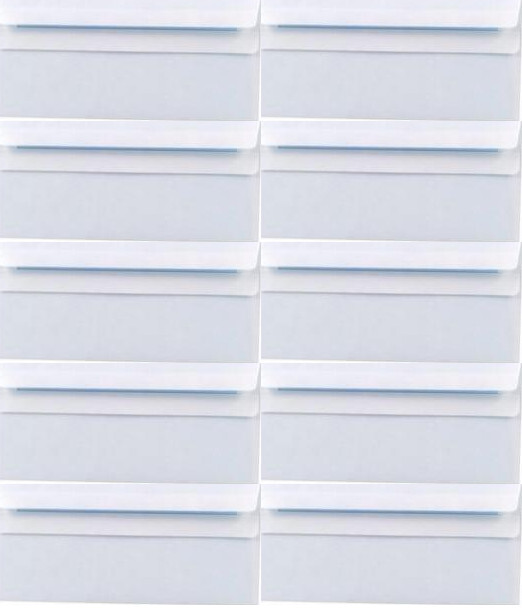 10x Koperta standardowa Rayan, DL, samoklejąca SK, okno prawe, 50 sztuk, biały