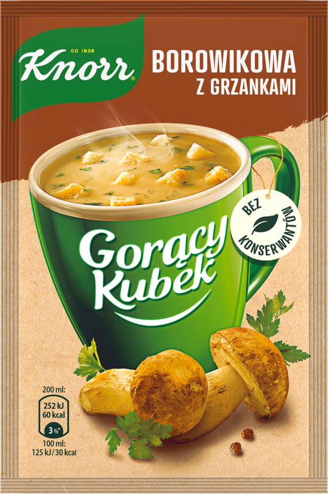 Zupa Knorr Gorący Kubek, borowikowa z grzankami, 15g