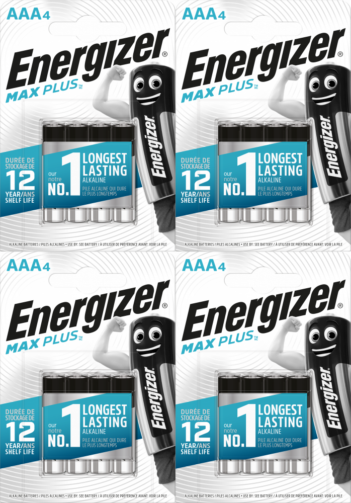 4x Bateria alkaliczna Energizer Max Plus, AAA, LR03, 1.5V, 4 sztuki