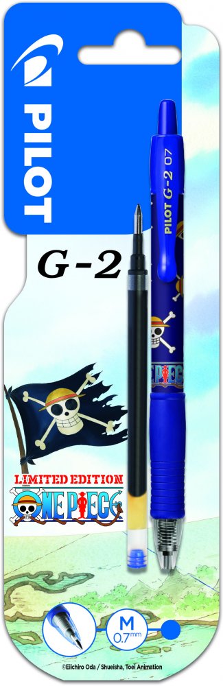 Długopis żelowy automatyczny Pilot One Piece G2, 0.7mm, niebieski + dodatkowy 1x niebieski wkład