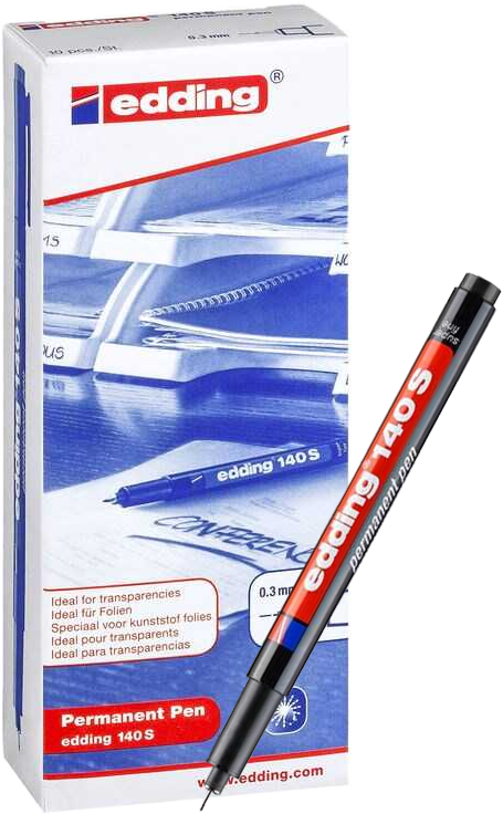 10x Foliopis permanentny edding 140S, okrągła, 0.3mm, czarny