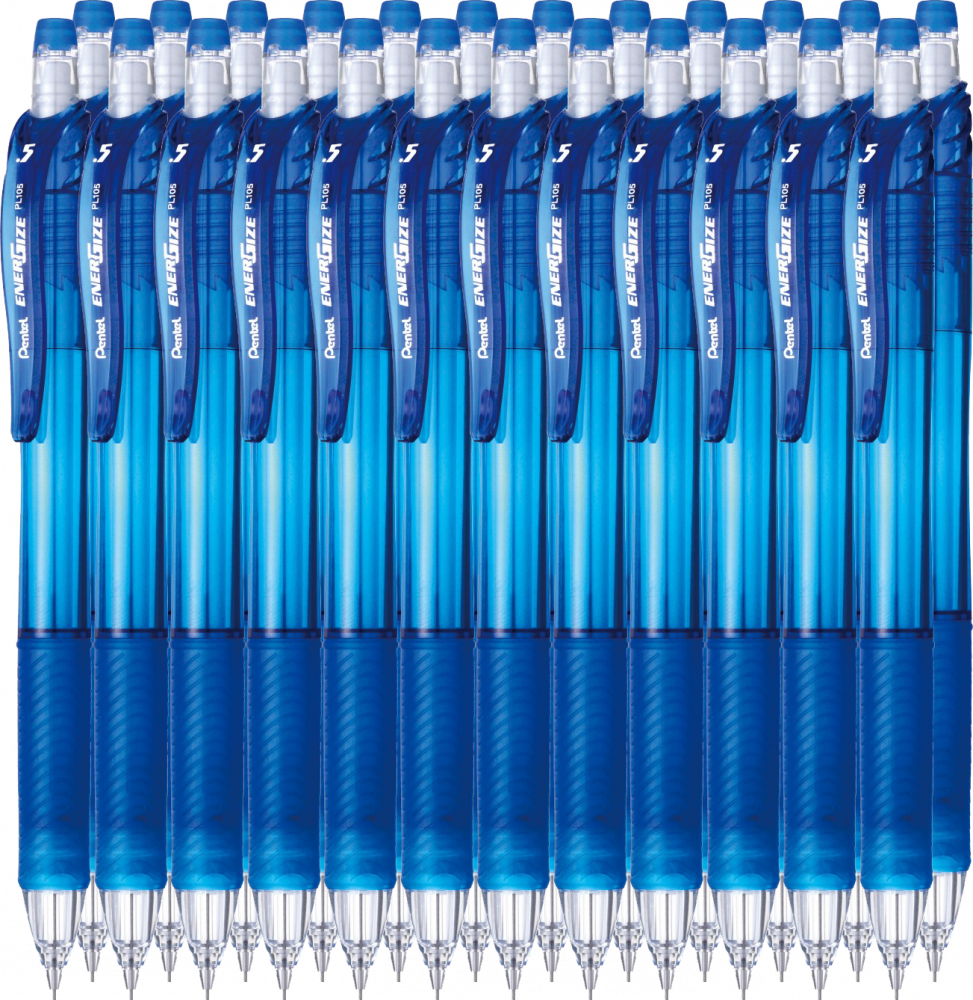 24x Ołówek automatyczny Energize Pentel PL105, 0.5mm, z gumką, niebieski