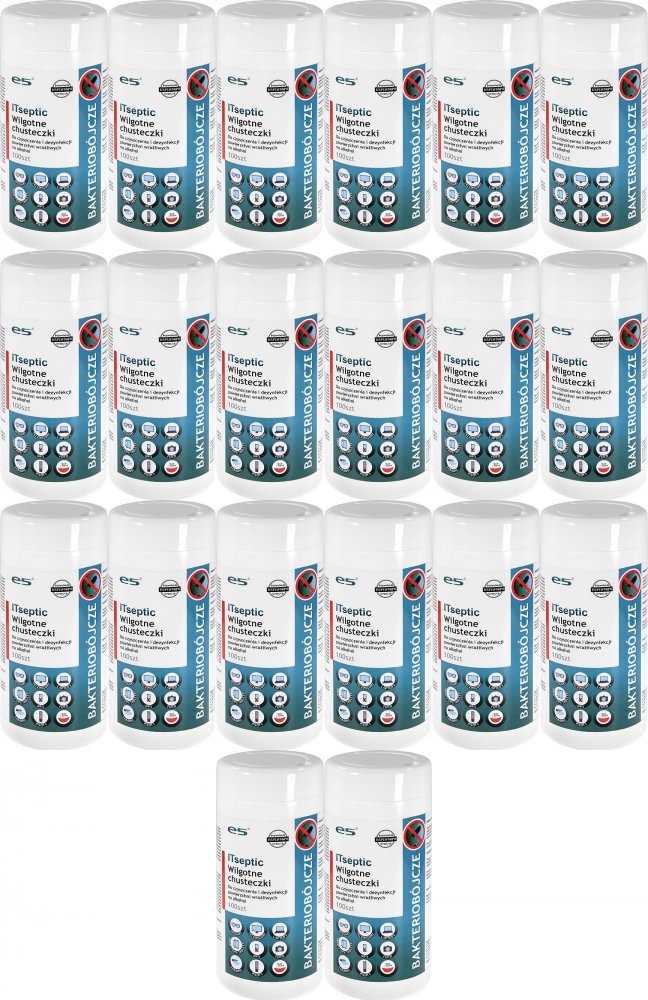 20x Chusteczki czyszcząco-dezynfekujące Itseptic, do powierzchni i sprzętu, 13.5x15 cm, 100 sztuk