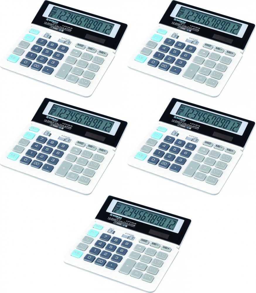 5x Kalkulator biurowy Donau Tech, 12-cyfr, biały