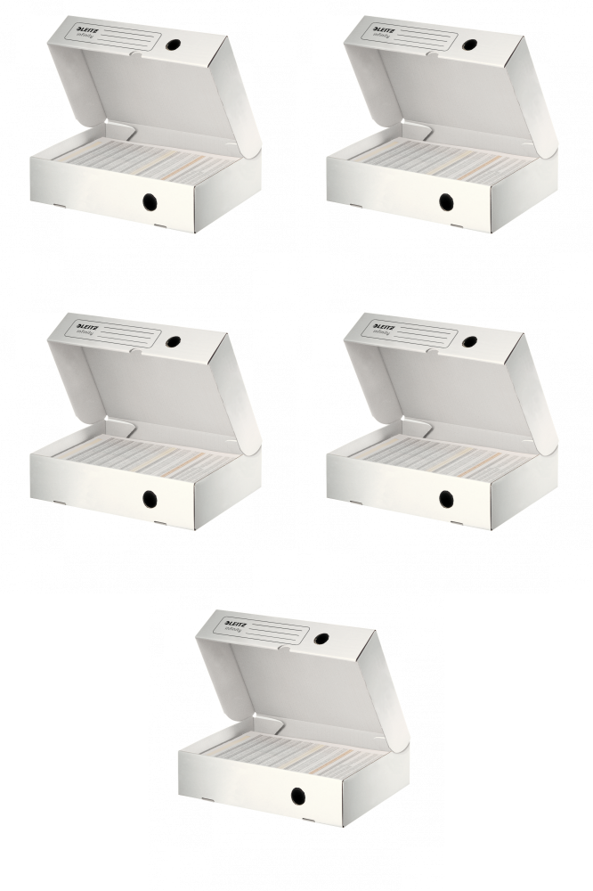 5x Pudło archiwizacyjne Leitz Infinity, otwierane z szerszej strony, 80mm, biały