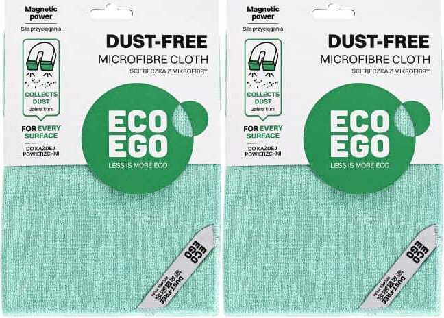 2x Ściereczka z mikrofibry Eco Ego Dust-free, do kurzu, 35x35cm, 1 sztuka, zielony