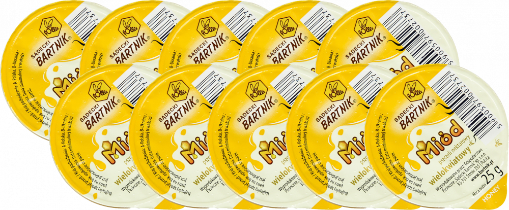 10x miód wielokwiatowy Sądecki Bartnik, porcjowany, 25g