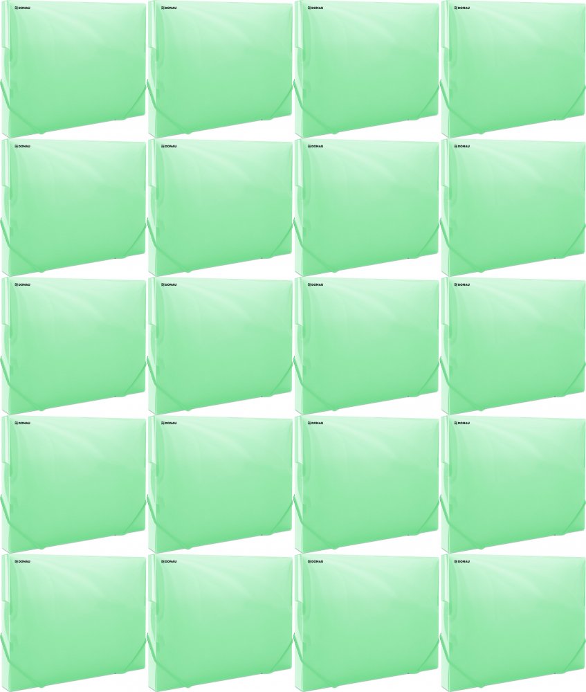 20x Teczka plastikowa z gumką poszerzana Donau, A4, 700μm, 300 kartek, zielony